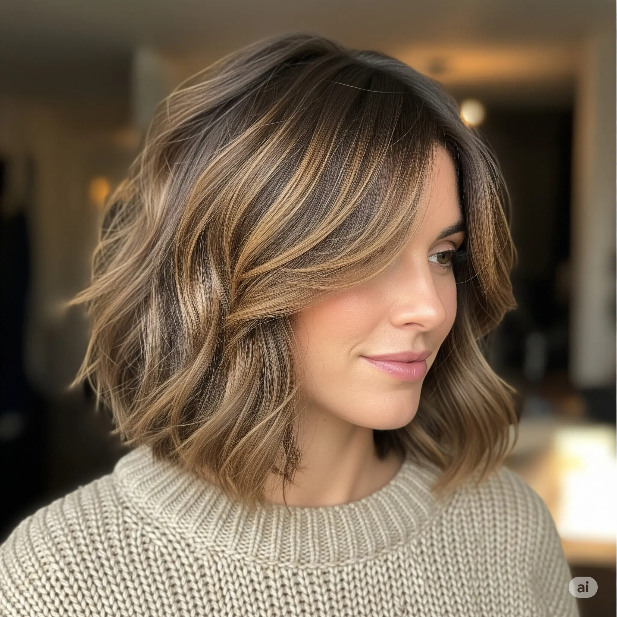 Mulher com corte de cabelo curto moderno e elegante 2025