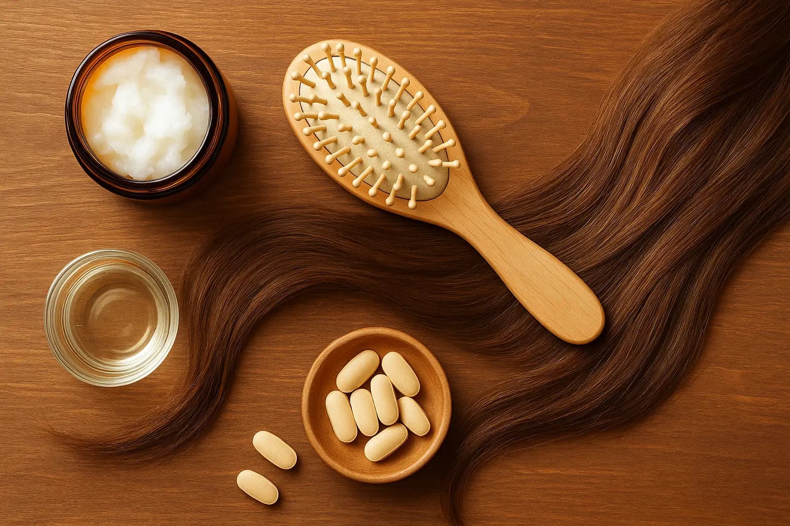 Woman massaging scalp for hair growth